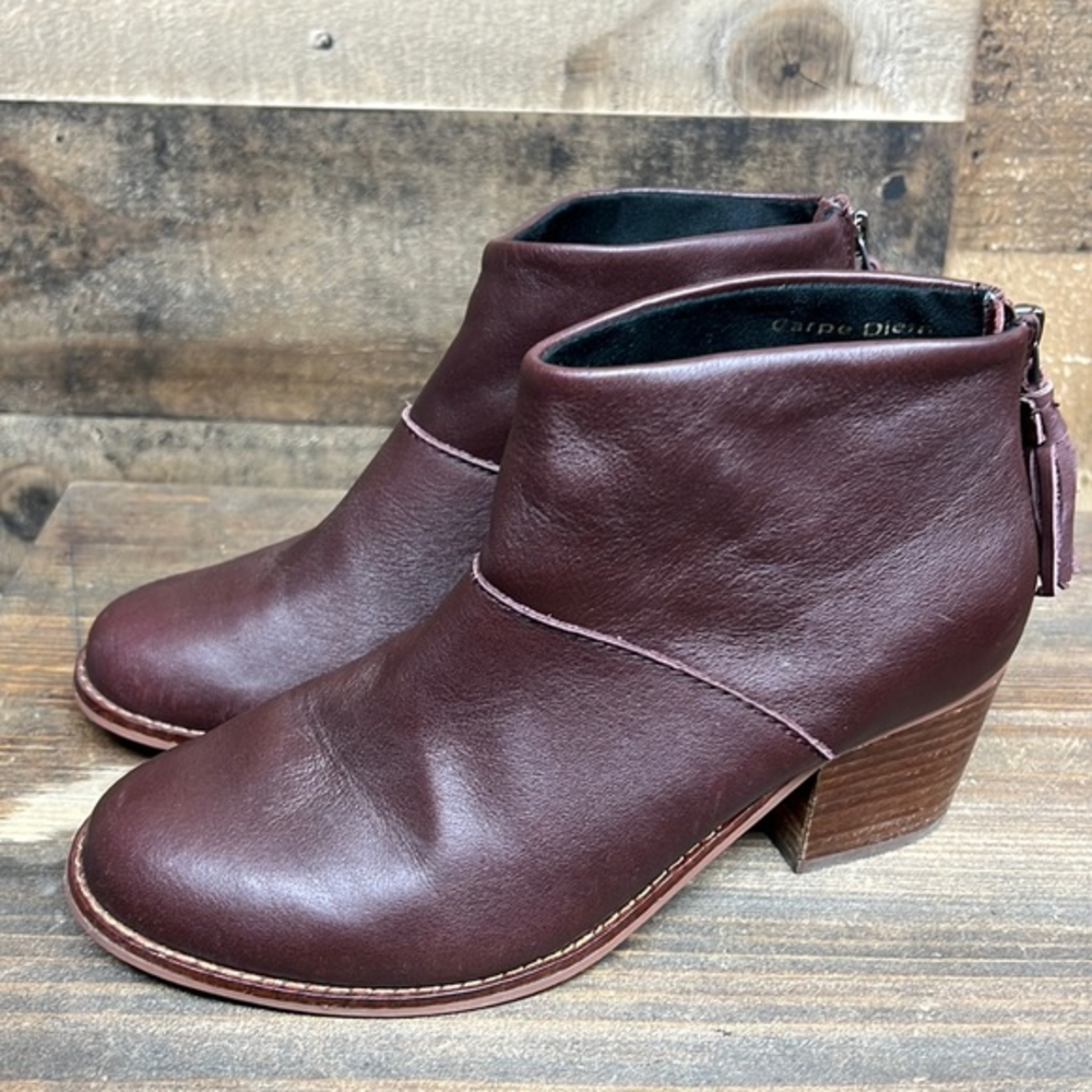 Toms Carpe Diem Burgundy Tassel Ankle Booties Women's Size‎ 6